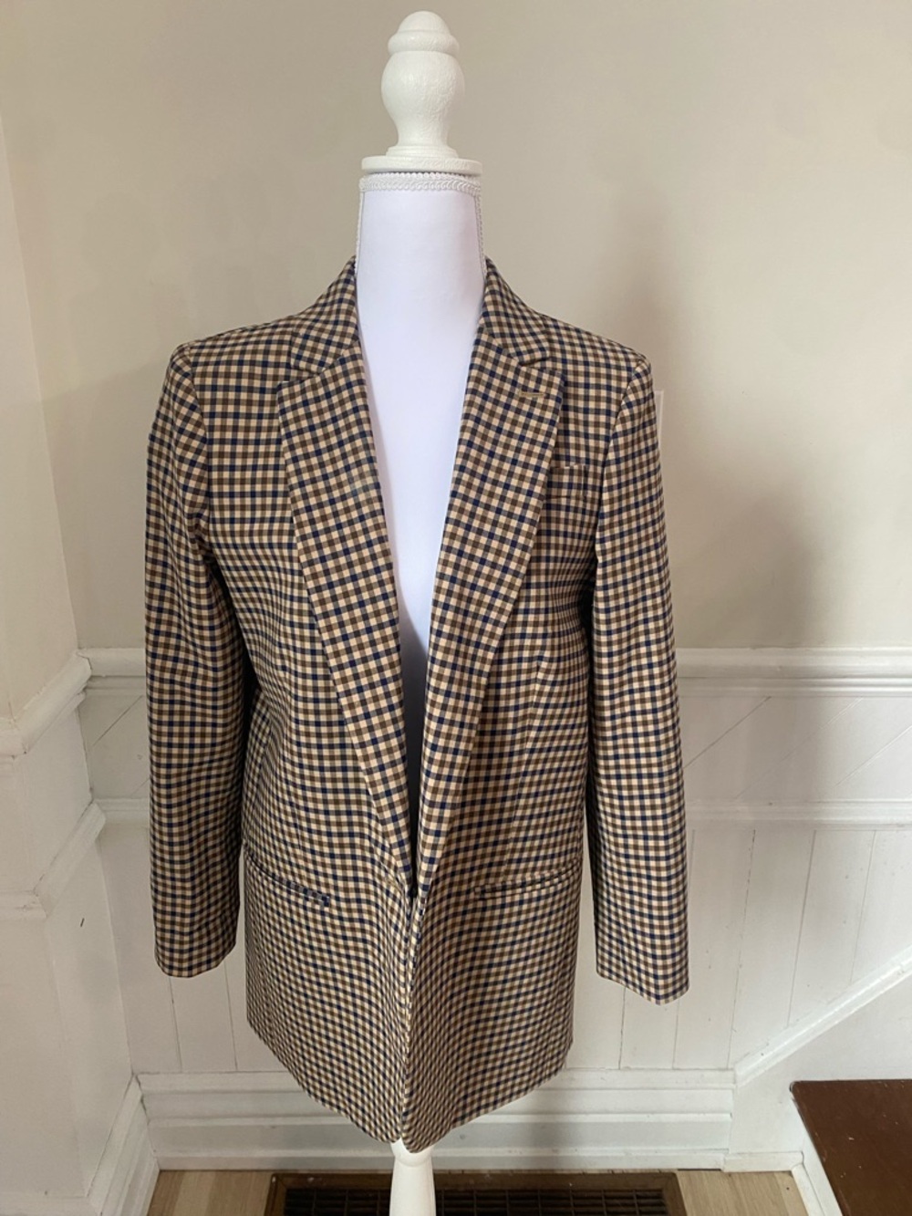 J. Crew Tan and Navy Wool Blazer